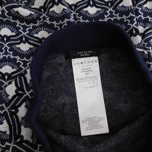 MAX MARA Weekend Magma Knit Pencil Skirt MaxMara Blue Print Knitwear Small - Picture 13 of 16